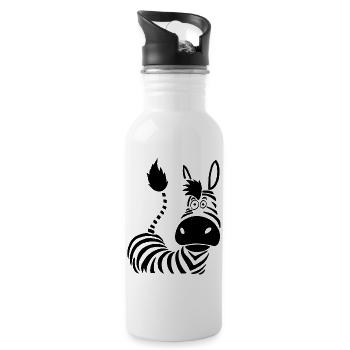 Zebra Fantasie und Spaß - Trinkflasche mit integriertem Trinkhalm - Weiß - Rechts