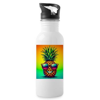 Ananas - Trinkflasche mit integriertem Trinkhalm - Weiß - Rechts