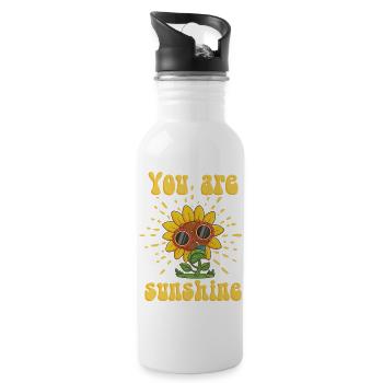 Strahlende Sonnenblume mit Sonnenbrille - Trinkflasche mit integriertem Trinkhalm - Weiß - Rechts