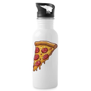 Pepperoni Pizza Slice Food Lover - Water bottle with straw - white - Right
