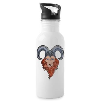Viking Mythology Horned God - Water bottle with straw - white - Right