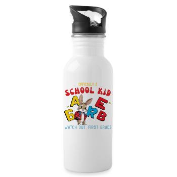 Schoolchild with ABC letters design - Water bottle with straw - white - Right