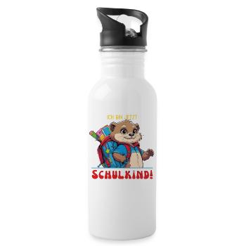 Abenteuerlicher Schulotter zum Schulstart - Trinkflasche mit integriertem Trinkhalm - Weiß - Rechts