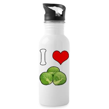 Ich Liebe Rosenkohl - Trinkflasche mit integriertem Trinkhalm - Weiß - Rechts