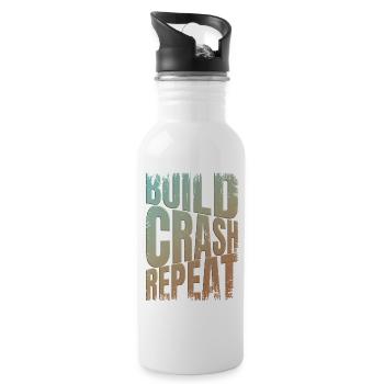 Drohne build crash repeat Spruch - Trinkflasche mit integriertem Trinkhalm - Weiß - Rechts
