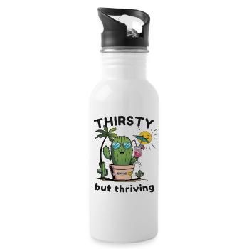Cactus Vibes – Dry, Cool & Alive - Water bottle with straw - white - Right