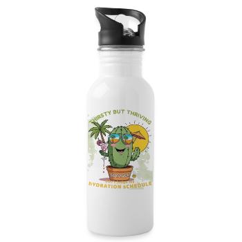 Sommerkaktus – Durstig, aber voller Leben - Trinkflasche mit integriertem Trinkhalm - Weiß - Rechts