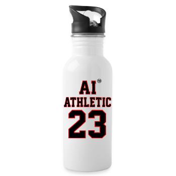 Sportliche Nummer 23 Schriftzug - Trinkflasche mit integriertem Trinkhalm - Weiß - Rechts