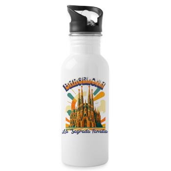 LA SAGRADA FAMILIA - Barcelona Urban Retro Dreams  - Trinkflasche mit integriertem Trinkhalm - Weiß - Rechts
