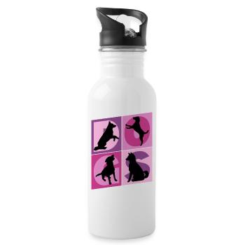 Dogs I Love Dogs Silhouettes Dog Mom Dog Dad - Water bottle with straw - white - Right