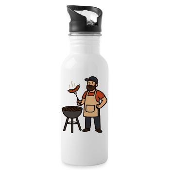 Cozy barbecue evening with BamBam - Water bottle with straw - white - Right