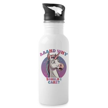 Playful unicorn saying - Water bottle with straw - white - Right