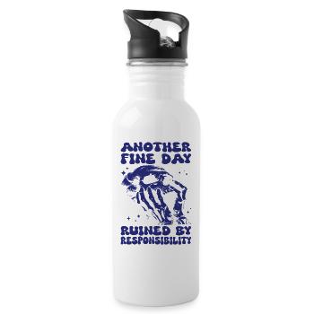 gallows humor skeleton skull - Water bottle with straw - white - Right
