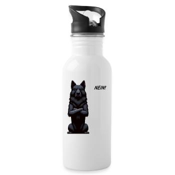 Nein Schwarzer Schäferhund Schäferhundbesitzer  - Trinkflasche mit integriertem Trinkhalm - Weiß - Rechts