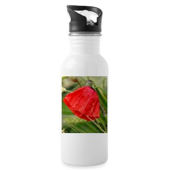 Motif de goutte de coquelicot - Gourde avec paille intégrée - blanc - Droite