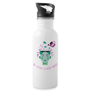 Refreshing thought power motif - Water bottle with straw - white - Right