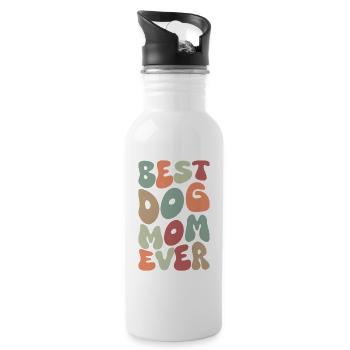 Best Dog Mom Ever Autumn - Water bottle with straw - white - Right