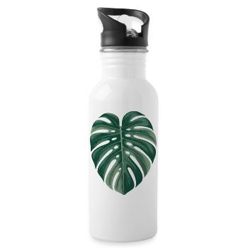 Illustration de feuille de Monstera tropicale - Gourde avec paille intégrée - blanc - Droite