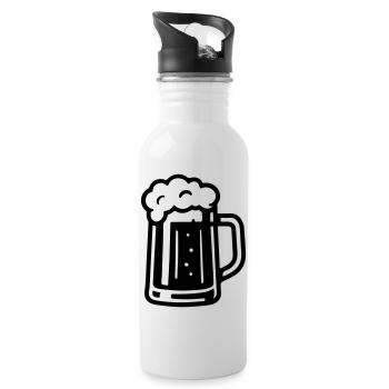 Tasse de bière symbole de bière - Gourde avec paille intégrée - blanc - Droite