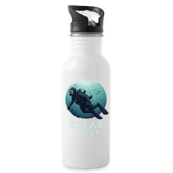 Diver Ocean Lover Underwater for Diving Friends - Water bottle with straw - white - Right