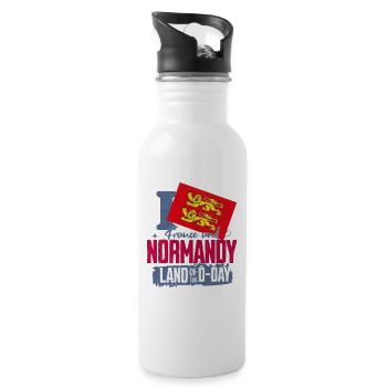 Design Land de Normandie avec Lion et Drapeau - Gourde avec paille intégrée - blanc - Droite