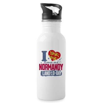 Normandy Gift I love Normandy - Water bottle with straw - white - Right