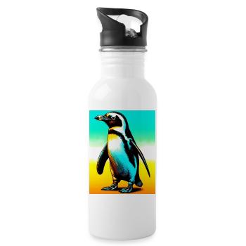 penguin - Water bottle with straw - white - Right
