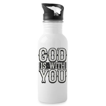 Inspirierendes christliches Zitat, Gott ist mit dir - Trinkflasche mit integriertem Trinkhalm - Weiß - Rechts