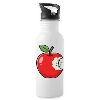 Appel_hap_eruit - Trinkflasche mit integriertem Trinkhalm - Weiß - Rechts