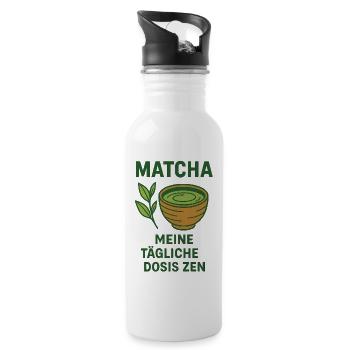 Matcha Design Tasse Kaffeeliebhaber grün  - Trinkflasche mit integriertem Trinkhalm - Weiß - Rechts