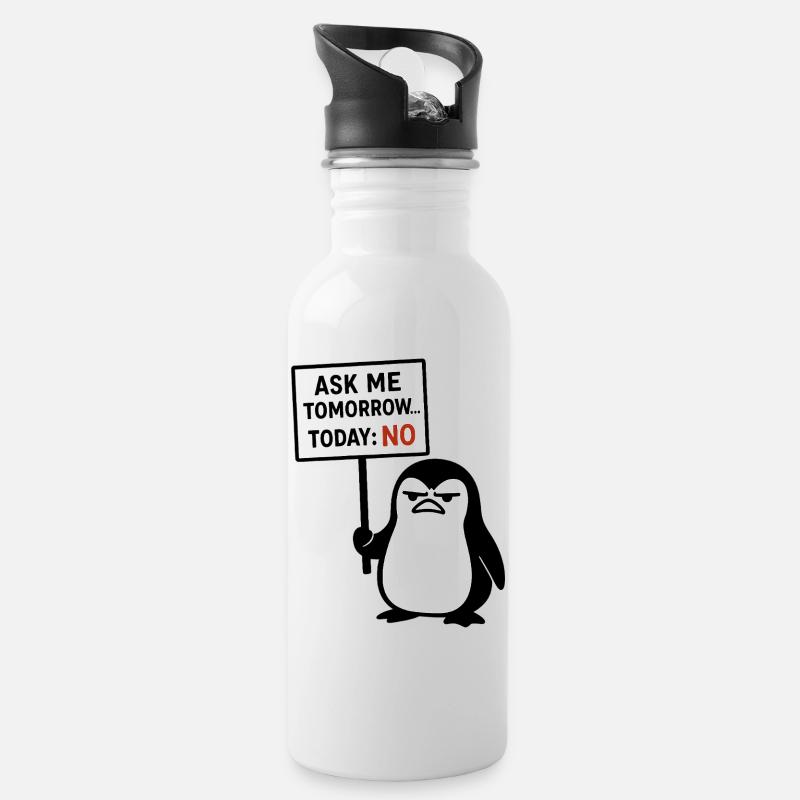 Humorvoller Postkartentyp mit Kakerlake - Trinkflasche mit integriertem Trinkhalm - Weiß