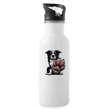 Parlez à la patte Border Collie Hütehund Collie - Gourde avec paille intégrée - blanc - Droite
