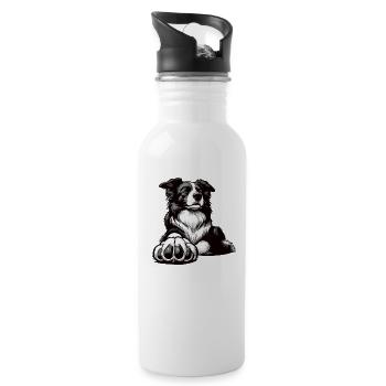 Parlez à la patte Border Collie Hütehund Collie - Gourde avec paille intégrée - blanc - Droite