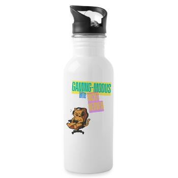 Gaming Mode Cat Not Nerve Design Gaming - Water bottle with straw - white - Right