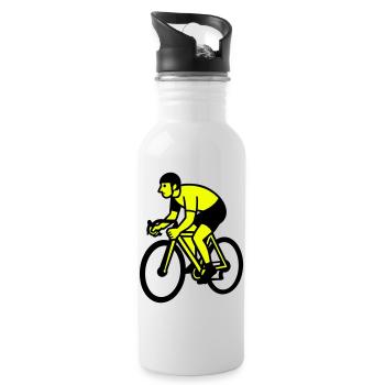 Neonrad Silhouette Radfahrer - Trinkflasche mit integriertem Trinkhalm - Weiß - Rechts