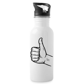 Signe de la main du pouce levé – symbole du pouce levé - Gourde avec paille intégrée - blanc - Droite