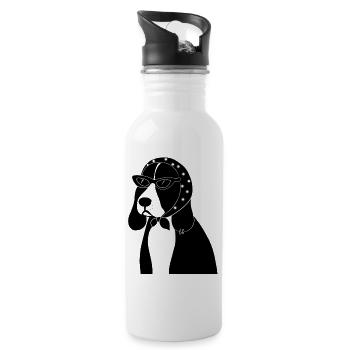 Beagle mit Stil - Trinkflasche mit integriertem Trinkhalm - Weiß - Rechts
