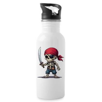 Squelette de pirate avec épée - Gourde avec paille intégrée - blanc - Droite