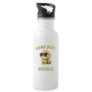Garten Raupe Sprüche Gärtner Gärtnerei  - Trinkflasche mit integriertem Trinkhalm - Weiß - Rechts