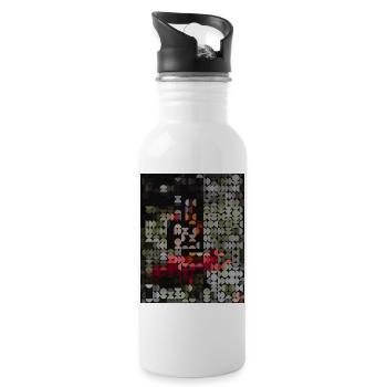 Mosaic Blossom Portrait in Semicircle Pattern - Water bottle with straw - white - Right