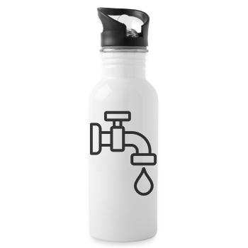 Plumbing Water Tap With Droplet Icon - Water bottle with straw - white - Right