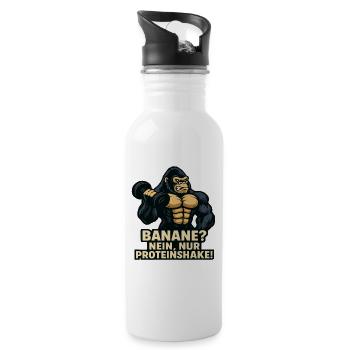 Gorilla Kraft Protein Shake Fitness Gym Force - Gourde avec paille intégrée - blanc - Droite