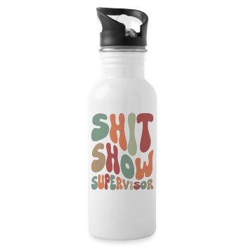 Shit Show Supervisor - Trinkflasche mit integriertem Trinkhalm - Weiß - Rechts