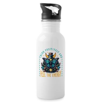 Butterfly Energy Bottle - Water bottle with straw - white - Right