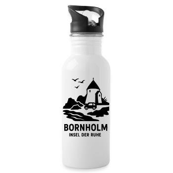 Bornholm Insel der Ruhe Dänemark - Trinkflasche mit integriertem Trinkhalm - Weiß - Rechts