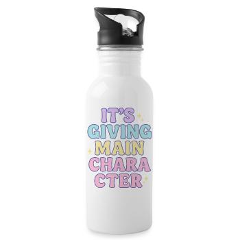 Main-Character-Vibes - Trinkflasche mit integriertem Trinkhalm - Weiß - Rechts