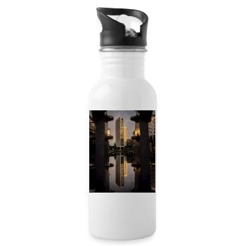 Caught Between the Bolts - Water bottle with straw - white - Right