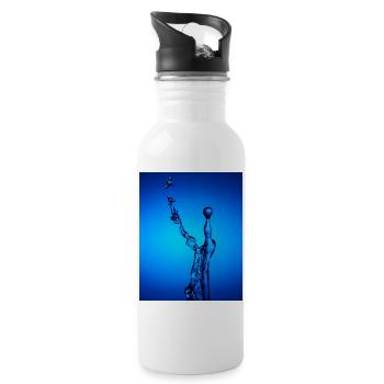 Blue Water Splash Zusammenfassung - Trinkflasche mit integriertem Trinkhalm - Weiß - Rechts