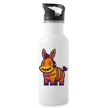 Donkey Halloween Comic Funny - Water bottle with straw - white - Right