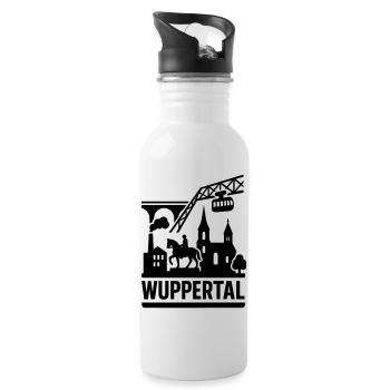 wuppertal silhouette - Trinkflasche mit integriertem Trinkhalm - Weiß - Rechts